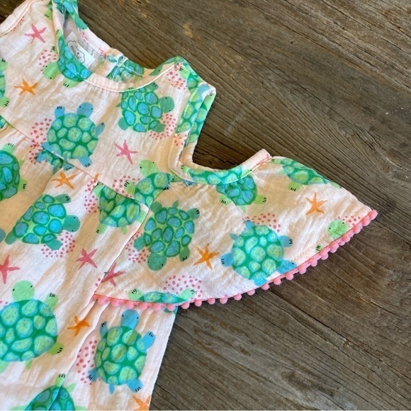Mudpie Dress Muslin Gauzy Cotton Summer Spring Turtles Beach Vacation Hawaii New - Picture 3 of 10